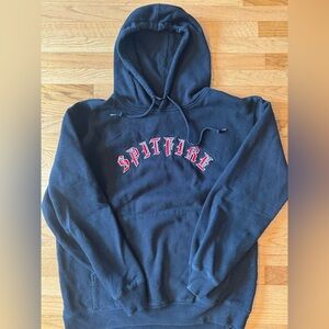 Spitfire Black Embroidered Logo Hoodie Skate Streetwear Large